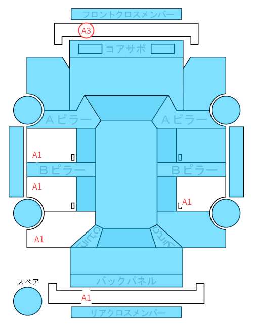 Body condition diagram (damage marks, Japanese labels)