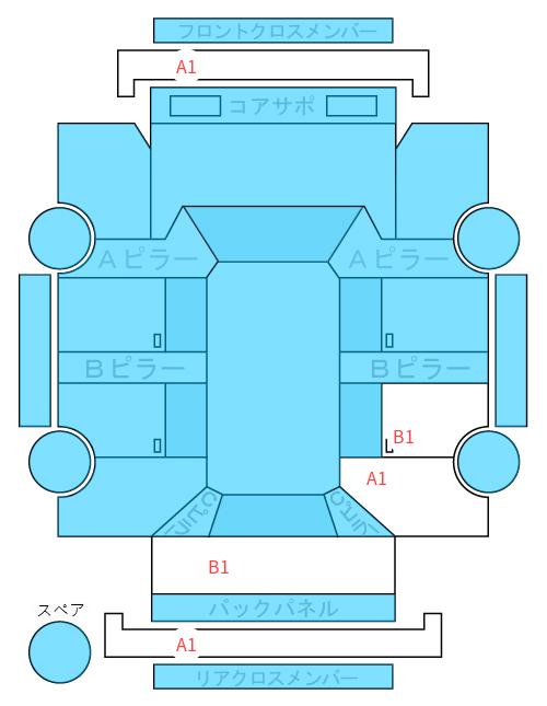 Body condition diagram (damage marks, Japanese labels)