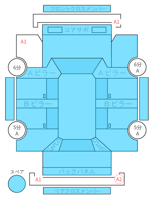 Body condition diagram (damage marks, Japanese labels)
