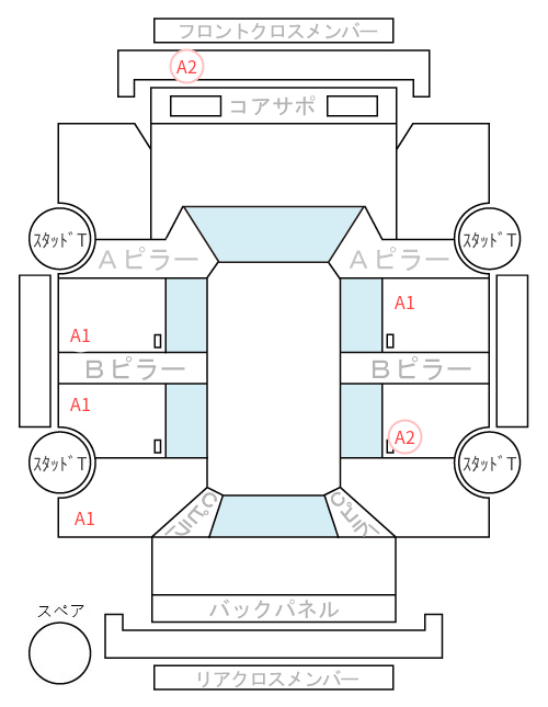 Body condition diagram (damage marks, Japanese labels)