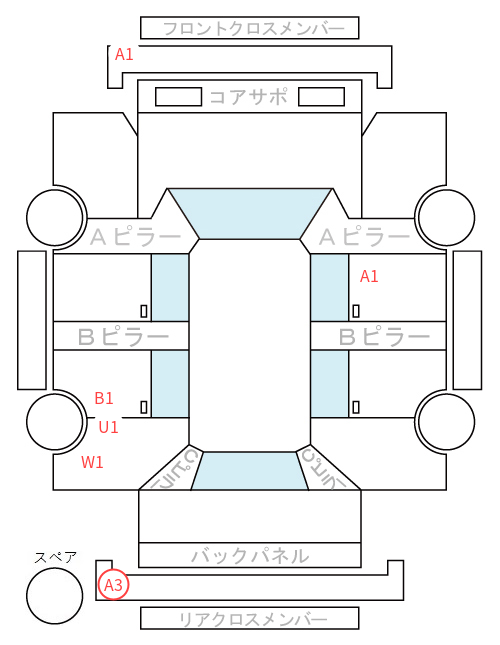 Body condition diagram (damage marks, Japanese labels)