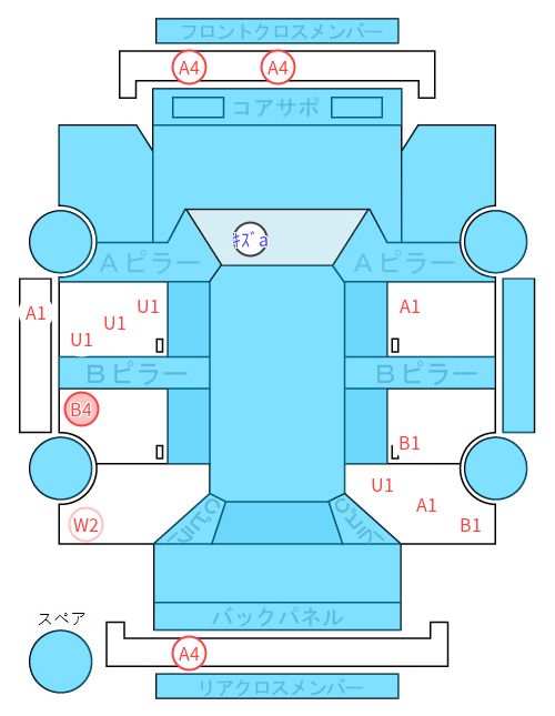 Body condition diagram (damage marks, Japanese labels)