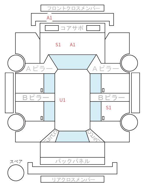 Body condition diagram (damage marks, Japanese labels)