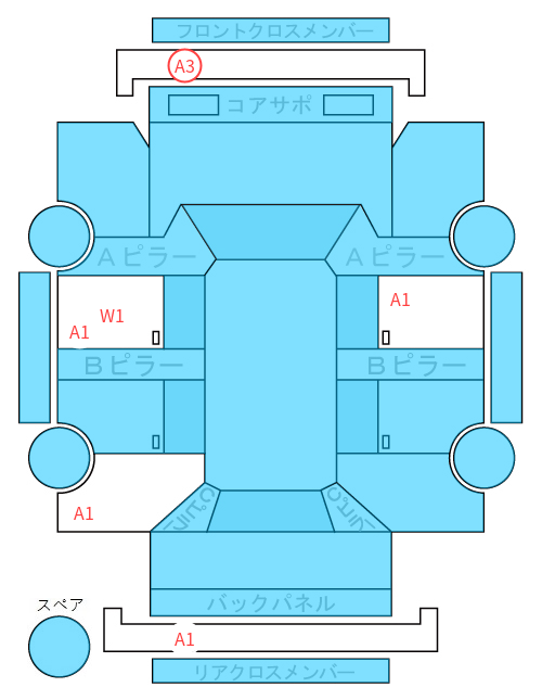 Body condition diagram (damage marks, Japanese labels)
