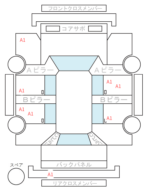 Body condition diagram (damage marks, Japanese labels)
