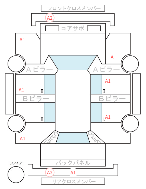 Body condition diagram (damage marks, Japanese labels)
