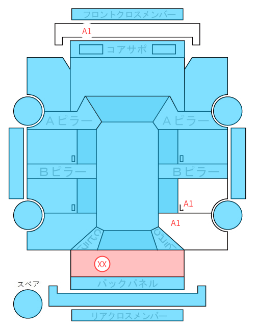Body condition diagram (damage marks, Japanese labels)