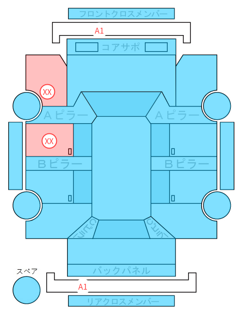 Body condition diagram (damage marks, Japanese labels)