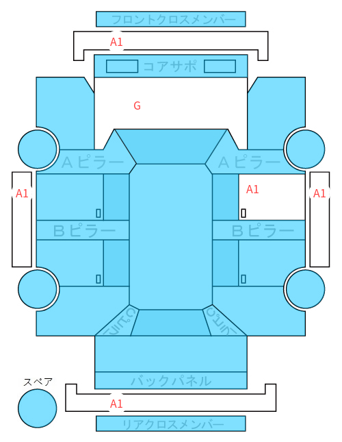 Body condition diagram (damage marks, Japanese labels)