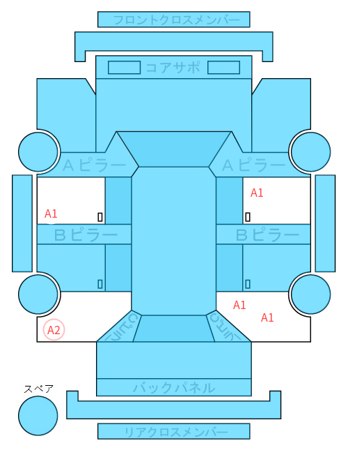 Body condition diagram (damage marks, Japanese labels)