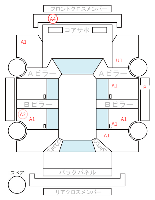 Body condition diagram (damage marks, Japanese labels)