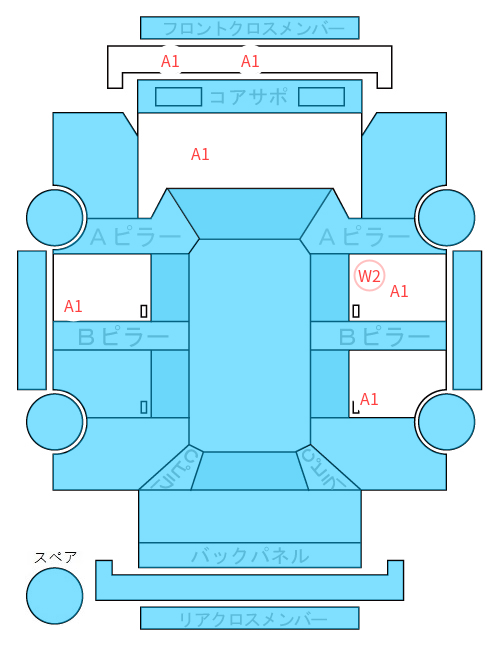 Body condition diagram (damage marks, Japanese labels)