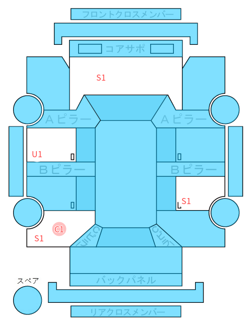 Body condition diagram (damage marks, Japanese labels)