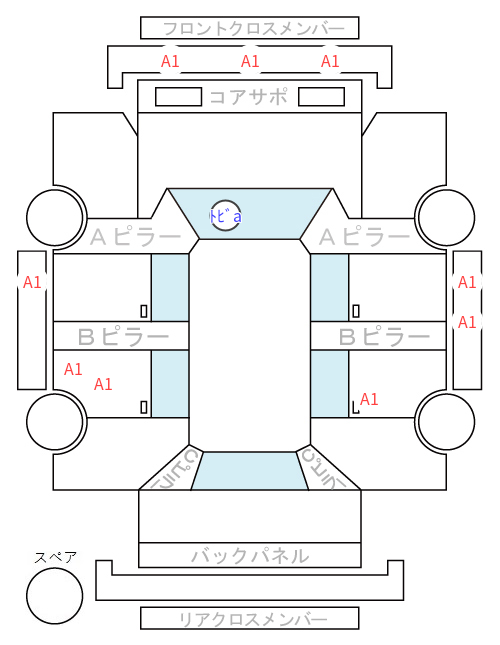 Body condition diagram (damage marks, Japanese labels)
