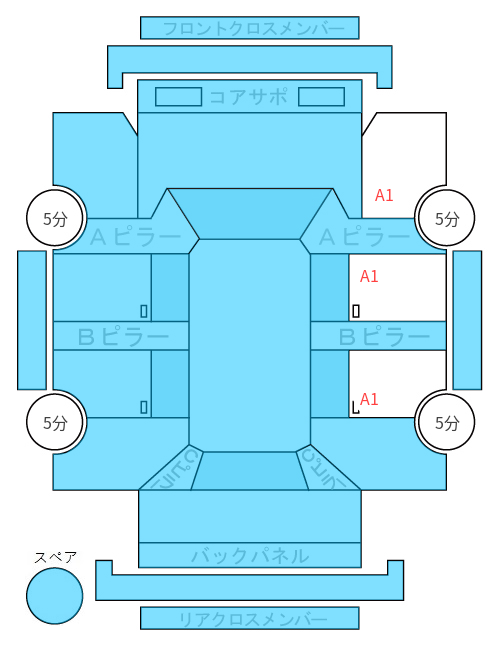Body condition diagram (damage marks, Japanese labels)