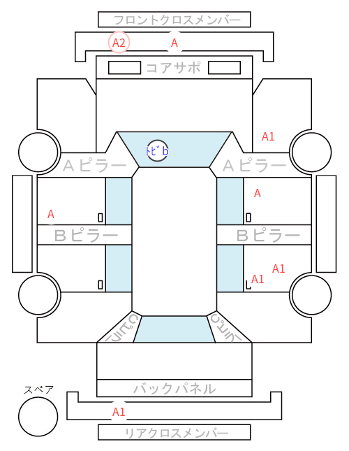 Body condition diagram (damage marks, Japanese labels)