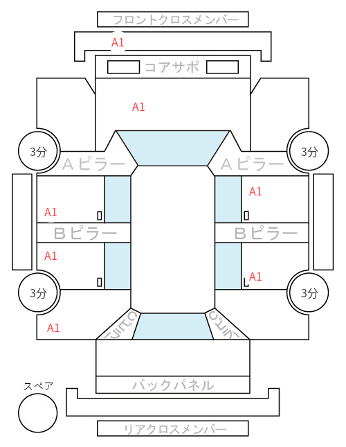 Body condition diagram (damage marks, Japanese labels)