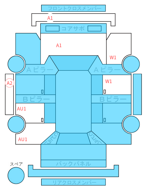 Body condition diagram (damage marks, Japanese labels)