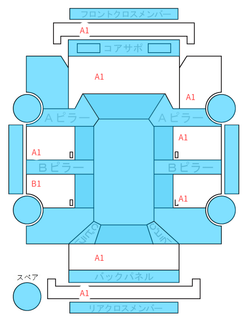 Body condition diagram (damage marks, Japanese labels)