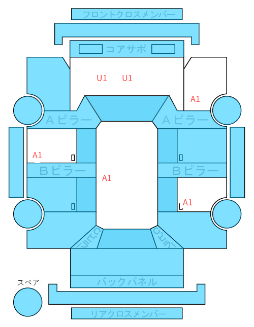 Body condition diagram (damage marks, Japanese labels)