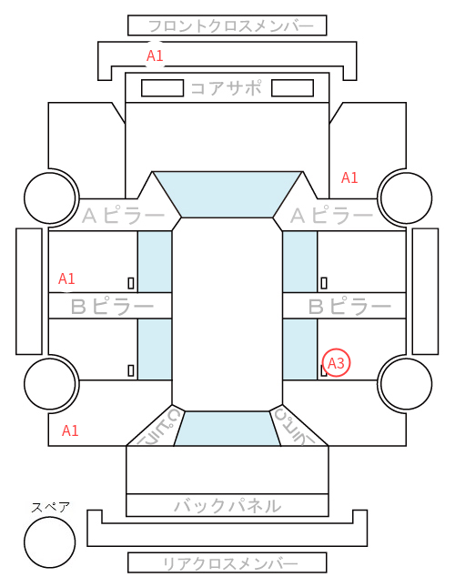 Body condition diagram (damage marks, Japanese labels)