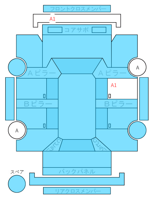 Body condition diagram (damage marks, Japanese labels)
