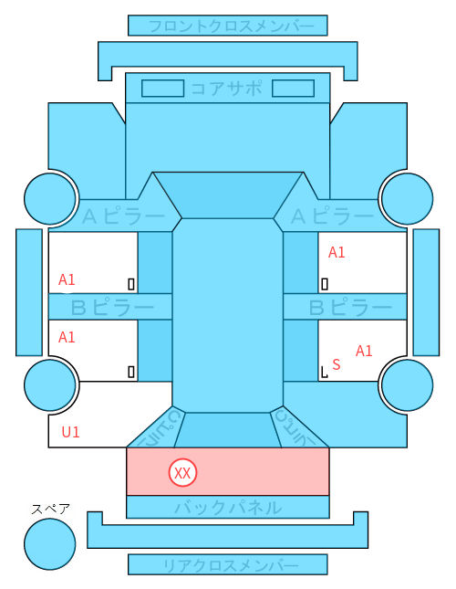 Body condition diagram (damage marks, Japanese labels)