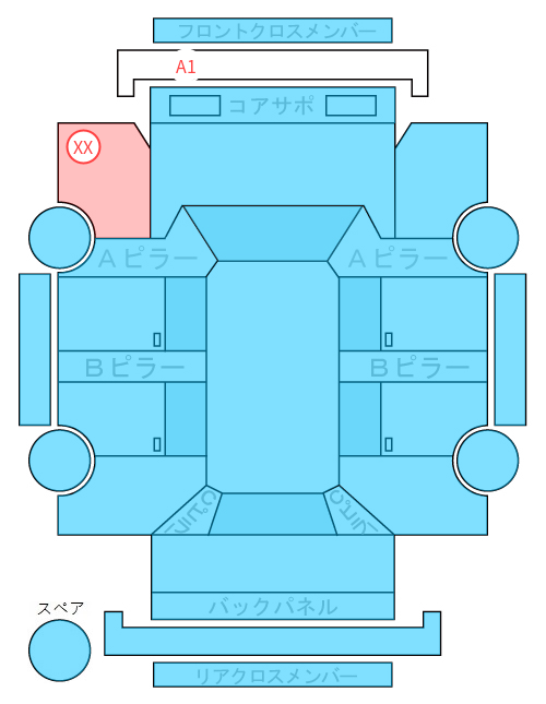 Body condition diagram (damage marks, Japanese labels)
