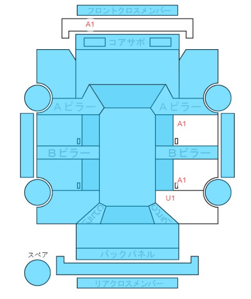 Body condition diagram (damage marks, Japanese labels)