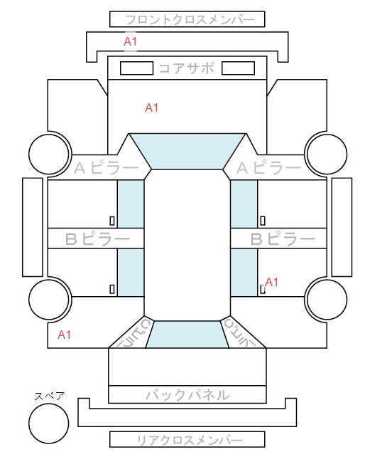 Body condition diagram (damage marks, Japanese labels)