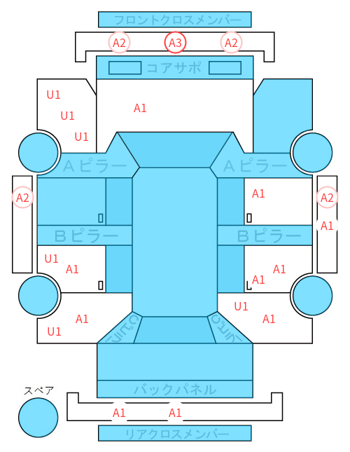Body condition diagram (damage marks, Japanese labels)