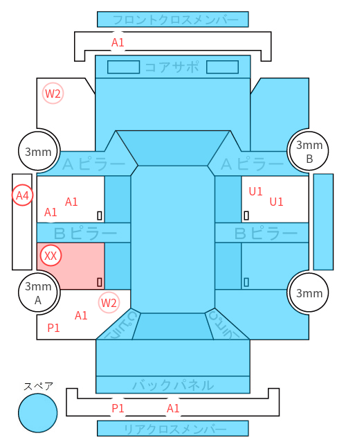 Body condition diagram (damage marks, Japanese labels)