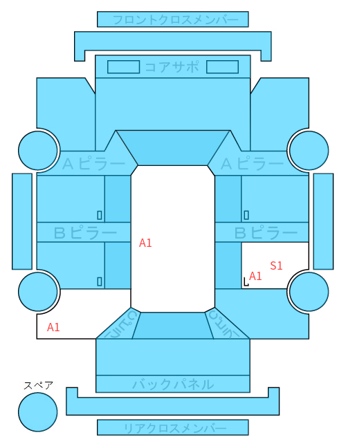 Body condition diagram (damage marks, Japanese labels)