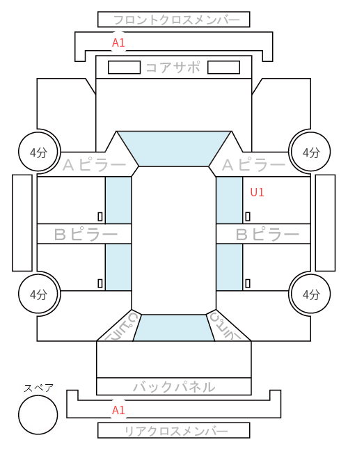 Body condition diagram (damage marks, Japanese labels)