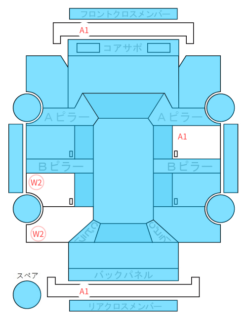 Body condition diagram (damage marks, Japanese labels)