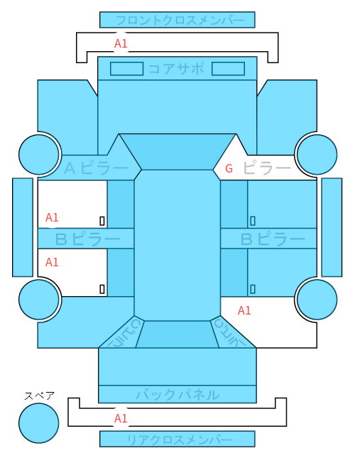 Body condition diagram (damage marks, Japanese labels)