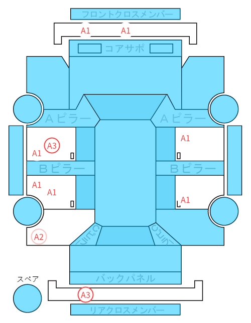 Body condition diagram (damage marks, Japanese labels)