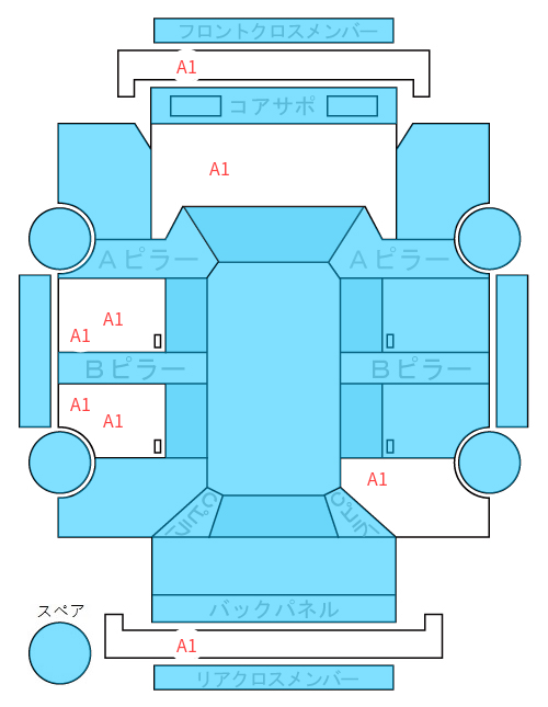 Body condition diagram (damage marks, Japanese labels)