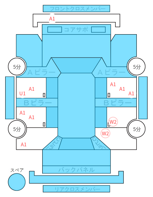 Body condition diagram (damage marks, Japanese labels)