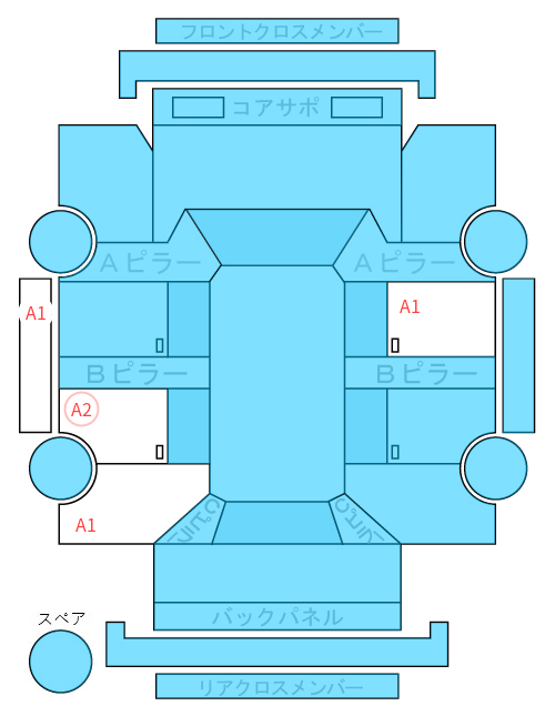 Body condition diagram (damage marks, Japanese labels)