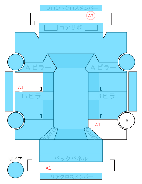 Body condition diagram (damage marks, Japanese labels)