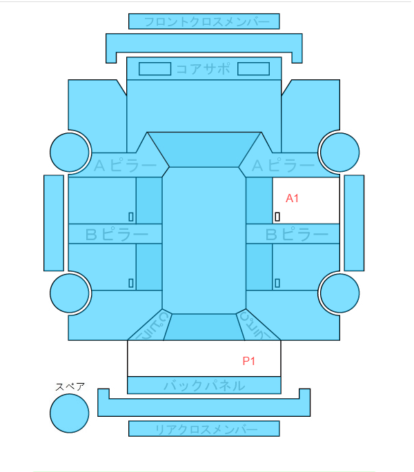 Body condition diagram (damage marks, Japanese labels)