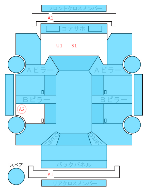 Body condition diagram (damage marks, Japanese labels)