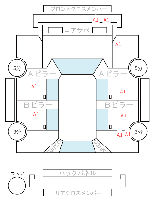 Body condition diagram (damage marks, Japanese labels)