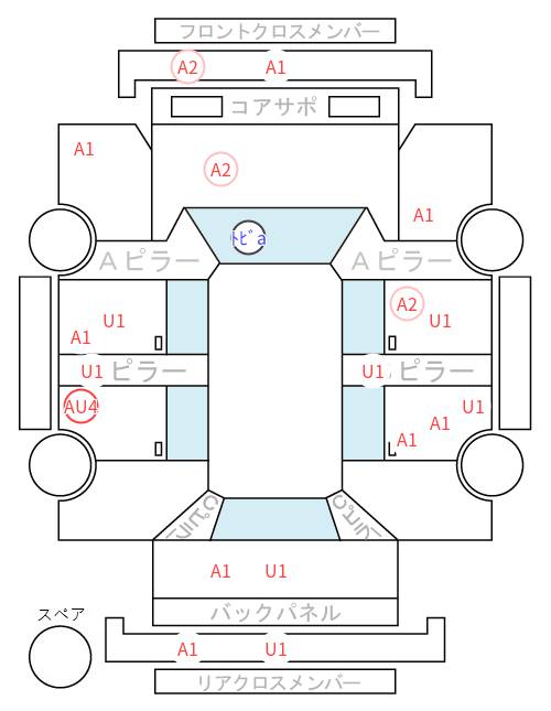 Body condition diagram (damage marks, Japanese labels)