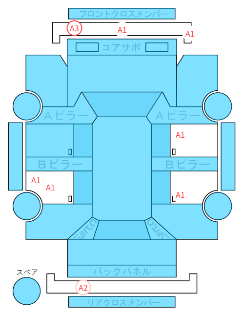 Body condition diagram (damage marks, Japanese labels)