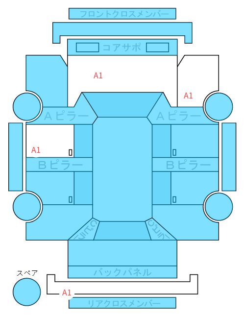Body condition diagram (damage marks, Japanese labels)