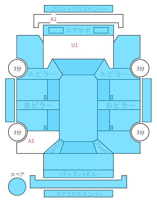 Body condition diagram (damage marks, Japanese labels)