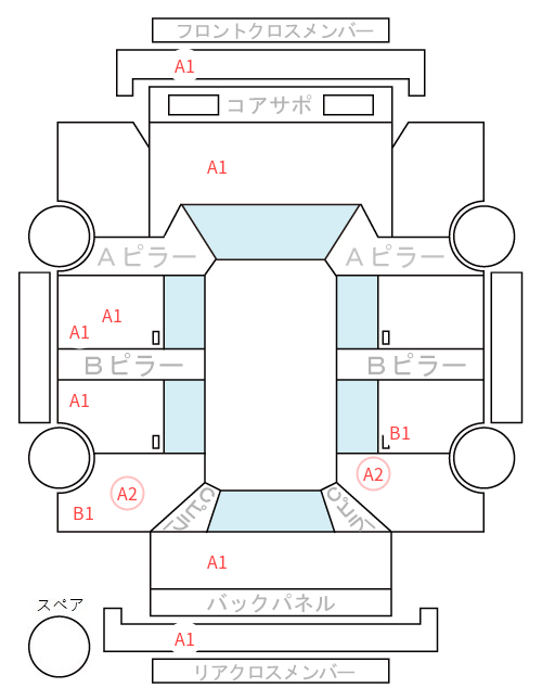 Body condition diagram (damage marks, Japanese labels)