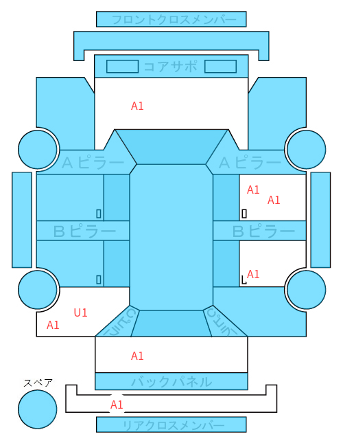Body condition diagram (damage marks, Japanese labels)